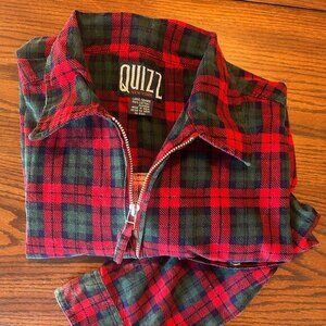 Women's Corduroy Red Blue Green Zip Up Long Sleeved‎ Jacket Shacket Size Large